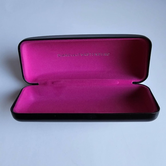 Diane Von Furstenburg Black Sunglasses Glasses Hard Clamshell Case 6.5" x 2" - Picture 7 of 8